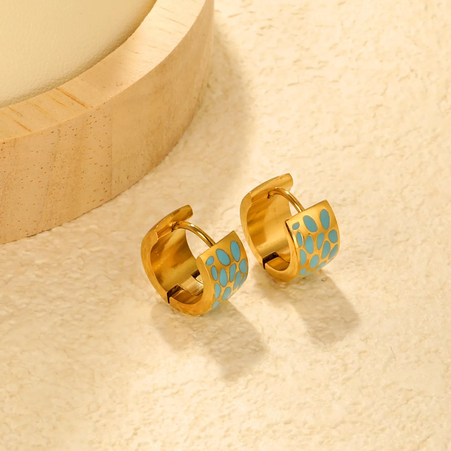 ✨Wholesale 7mm Gold Enamel Drip Ear Cuffs 🐆 | 2.4mm Thick | 9mm Inner Diam | Leopard/Pink/Blue | Stainless Steel Bulk