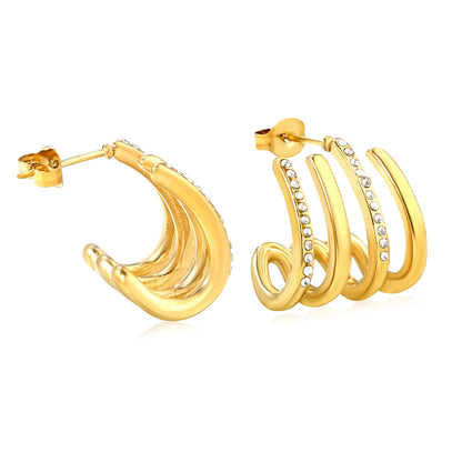 ✨ Wholesale Gold CZ Cluster Studs | 17.5x18mm C-Shape