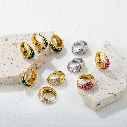 🌈 ✨Wholesale 15.6mm Zircon Ear Clips | 5 Colors Steel/Gold Non-Piercing