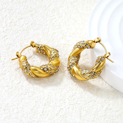 ✨Gold Vine Ear Cuffs w/ Crystals | 24.4x21.4mm Boho U-Cuff | Stainless Steel No-Piercing Wholesale