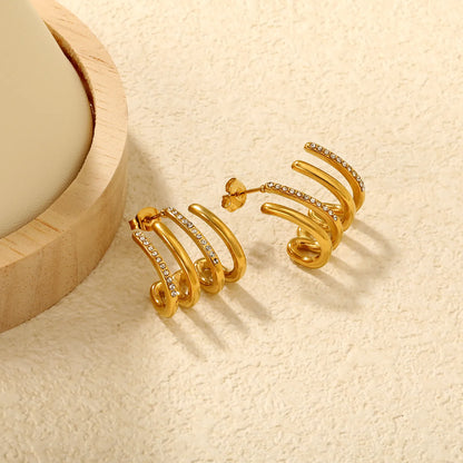✨ Wholesale Gold CZ Cluster Studs | 17.5x18mm C-Shape
