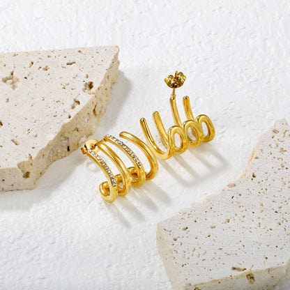✨ Wholesale Gold CZ Cluster Studs | 17.5x18mm C-Shape