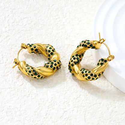 ✨Gold Vine Ear Cuffs w/ Crystals | 24.4x21.4mm Boho U-Cuff | Stainless Steel No-Piercing Wholesale