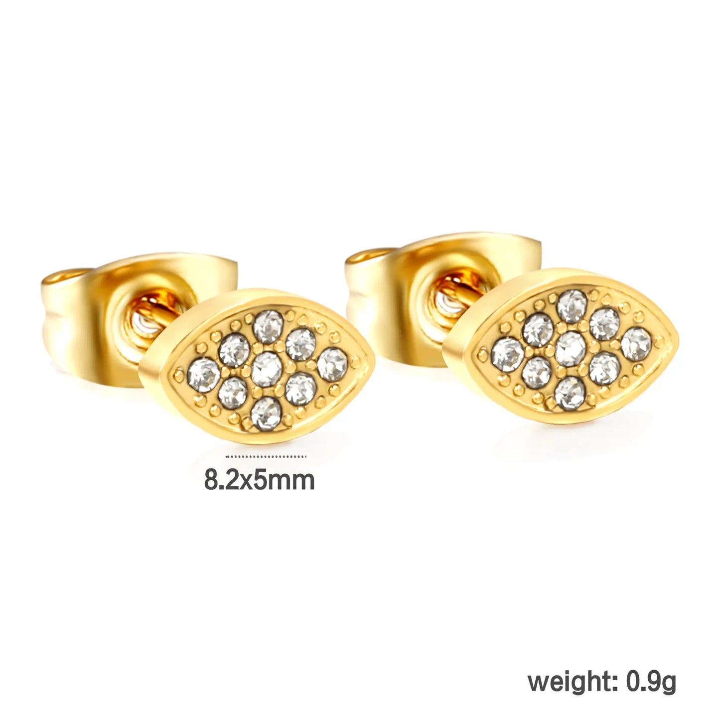 🍃Wholesale 8.2x5mm Leaf CZ Ear Studs | Gold Stainless Steel