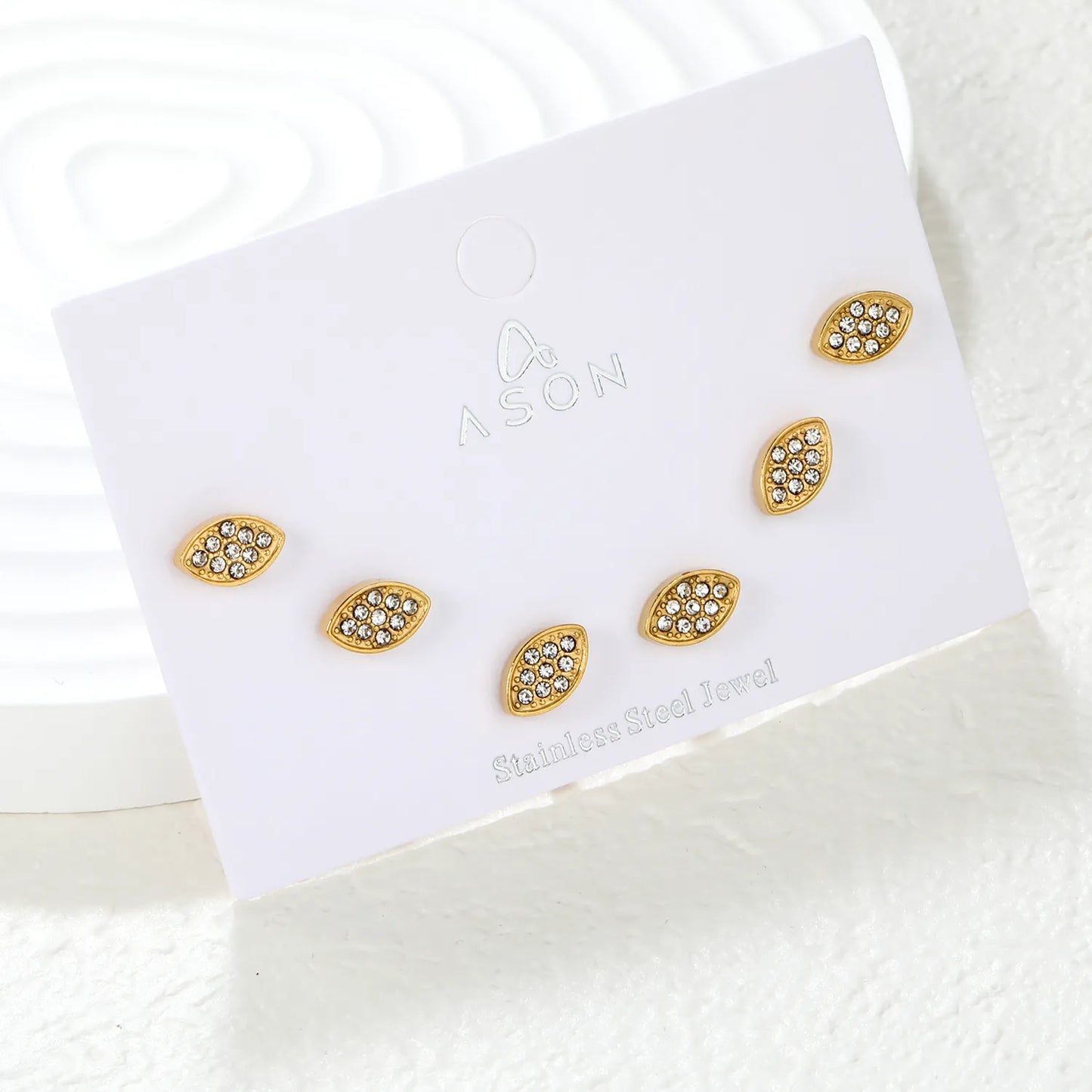 🍃Wholesale 8.2x5mm Leaf CZ Ear Studs | Gold Stainless Steel
