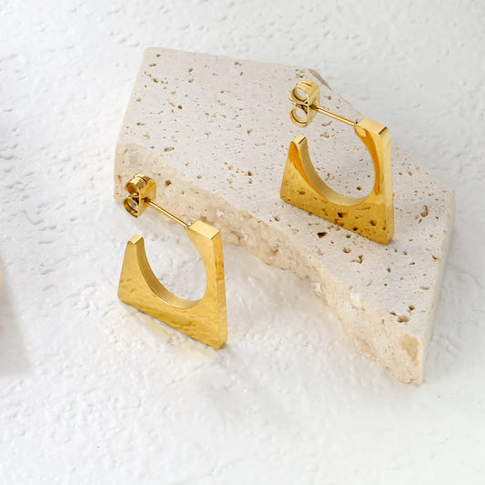 ✨Wholesale Gold Geometric Earrings: 2.3x20.6mm Smooth Minimalist Hoops | Stainless Steel Lightweight Bulk Jewelry