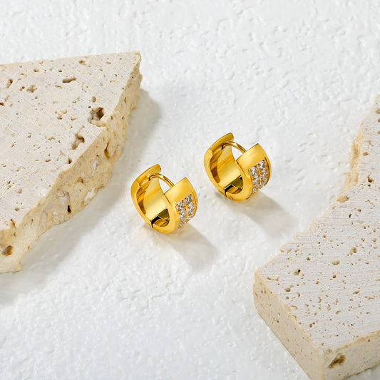 ✨ Wholesale 7pcs 13mm CNC Ball Ear Clips | White Zircon Gold