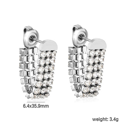 💎Wholesale 6.4x35.9mm Triple CZ Tassel Earrings | Steel/Gold SS