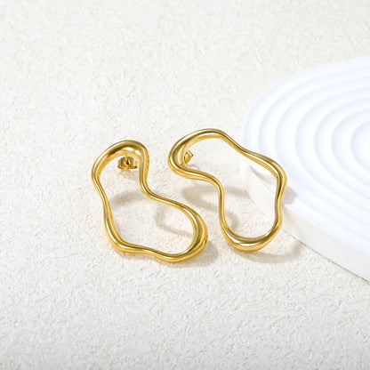 ✨ Wholesale Twisted Geo Earrings | 28x48mm Gold Steel Studs