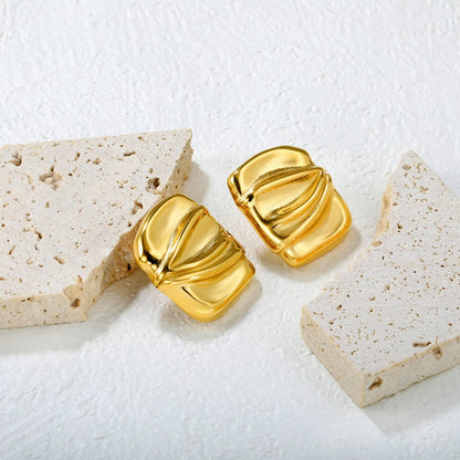 ✨📌 Wholesale Gold Button Studs | 24x28mm Rectangular Earrings