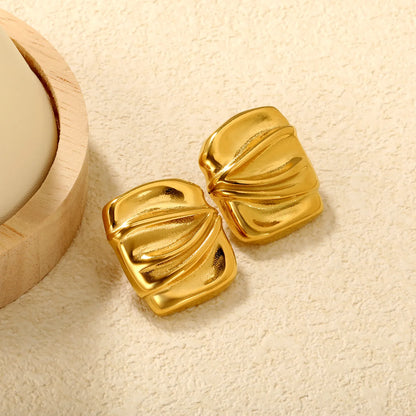 ✨📌 Wholesale Gold Button Studs | 24x28mm Rectangular Earrings