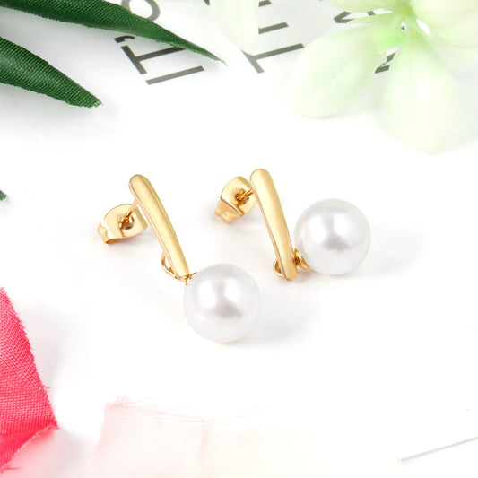 ✨ Wholesale 12mm Matte Bead Earrings | Two-Tone Gold | Hypoallergenic