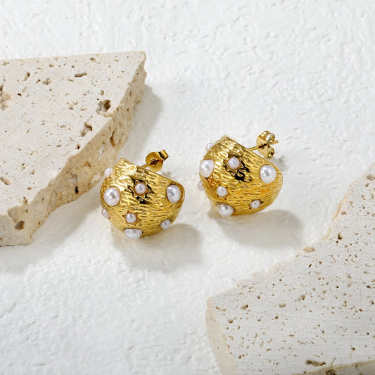 ✨ Wholesale Pearl Tree Earrings | 17x20mm Gold Branch Studs