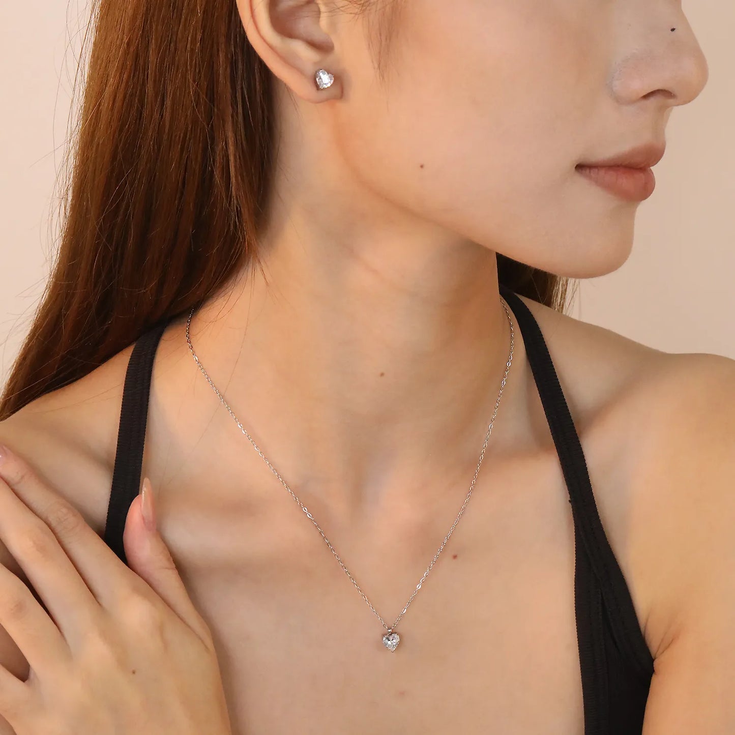 ✨ Wholesale Stainless Steel Zirconia Earrings & Pendant Sets | Teardrop/Heart/Round/Square/Oval/Rectangle Shape | 40cm+5cm Chain with Lobster Claw