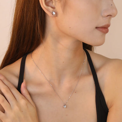 ✨ Wholesale Stainless Steel Zirconia Earrings & Pendant Sets | Teardrop/Heart/Round/Square/Oval/Rectangle Shape | 40cm+5cm Chain with Lobster Claw