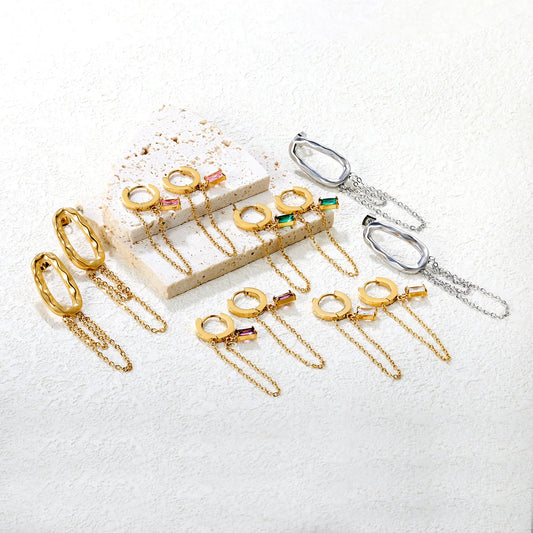 ✨ 18k gold plated Zircon Stainless Steel Hypoallergenic Drop Earrings – Bulk Wholesale (12+ Pairs) 🌍 EU/US Supplier Trendy & Durable