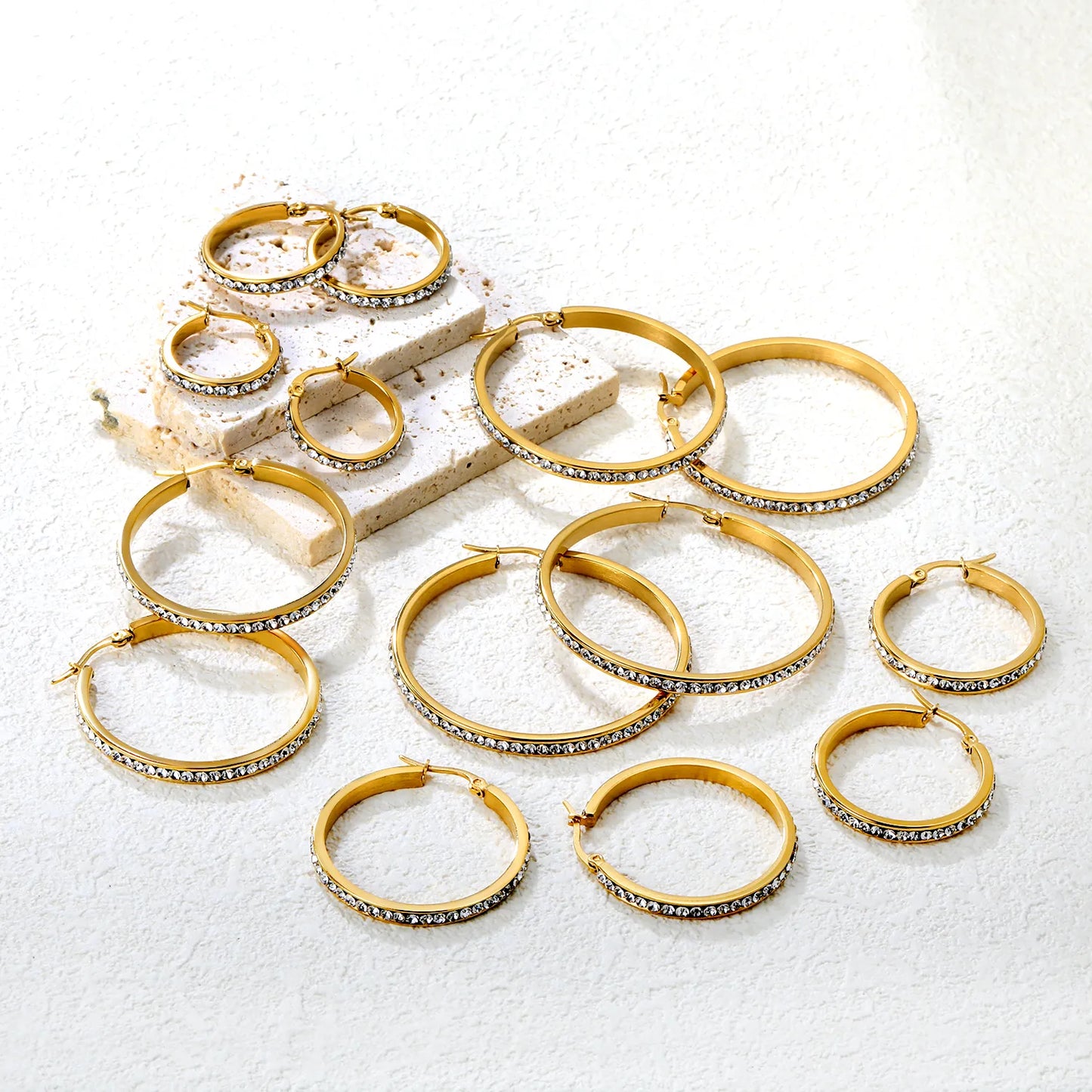 ✨ Stainless Steel Hypoallergenic Hoop Earrings With 7size（20-50mm） – Bulk Wholesale (12+ Pairs) 🌍 EU/US Supplier Trendy & Durable