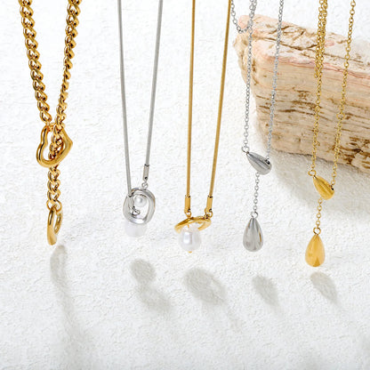 ✨ 18k gold plated 65cm/46+5cm Pearls Stainless Steel Necklaces Wholesale (12+ Pieces) | Hypoallergenic & Tarnish-Free 🌍 | Trendy Pendants & Chains