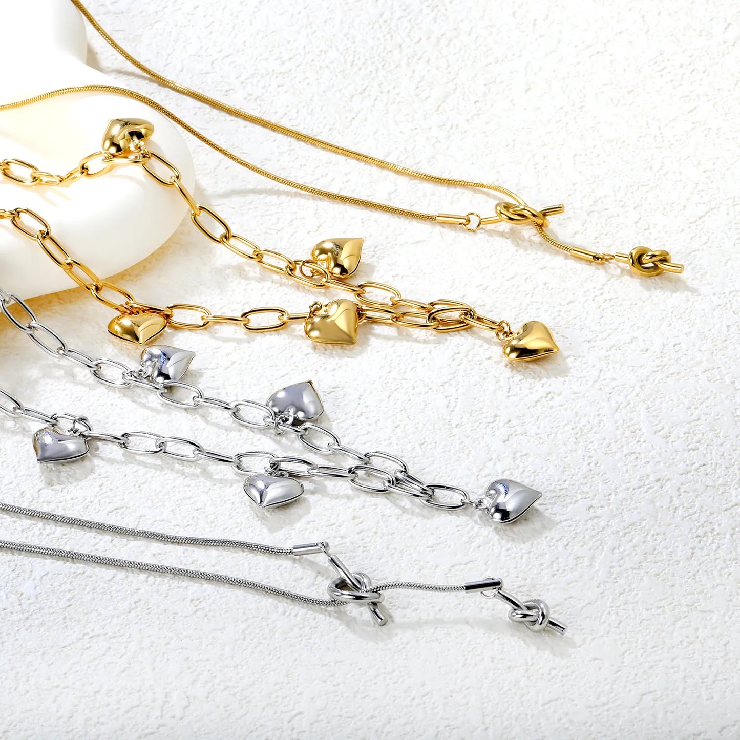 ✨ 18k gold plated 11.5*13mm 5 heart pendants Stainless Steel Necklaces Wholesale (12+ Pieces) | Hypoallergenic & Tarnish-Free 🌍 | Trendy Pendants & Chains