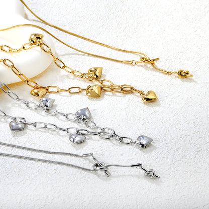 ✨ 18k gold plated 11.5*13mm 5 heart pendants Stainless Steel Necklaces Wholesale (12+ Pieces) | Hypoallergenic & Tarnish-Free 🌍 | Trendy Pendants & Chains