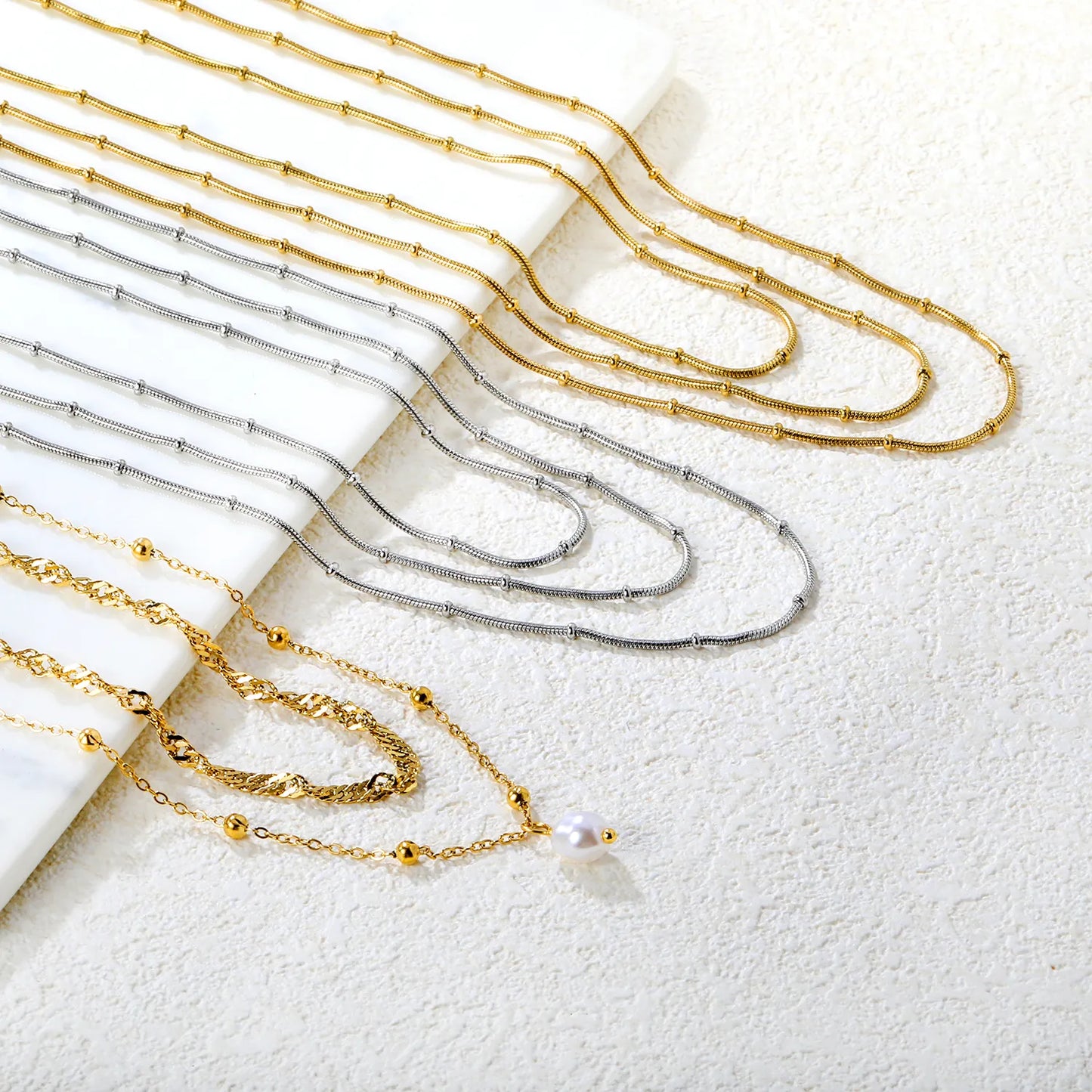 ✨ 18k gold plated 40/50/70+5cm Stainless Steel Necklaces Wholesale (12+ Pieces) | Hypoallergenic & Tarnish-Free 🌍 | Trendy Pendants & Chains