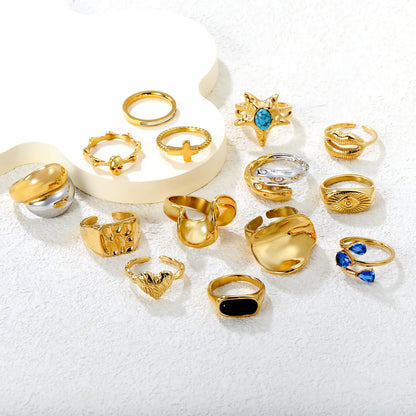 ✨ 18K Gold Plated Adjust Size With Premium Zircon/Natural Resins Ring Wholesale (MOQ 12+) | Stainless Steel Hypoallergenic Bands 🌍 | Stackable & Statement Rings