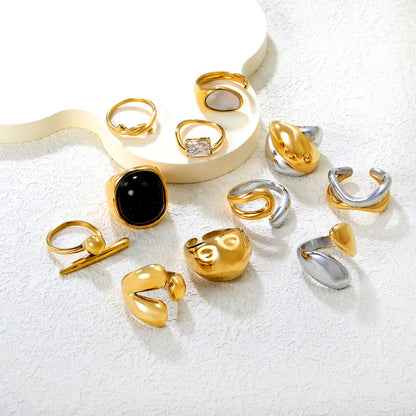 ✨ 18K Gold PVD Adjust Size Ring Wholesale (MOQ 12+) | Stainless Steel Hypoallergenic Bands 🌍 | Stackable & Statement Rings