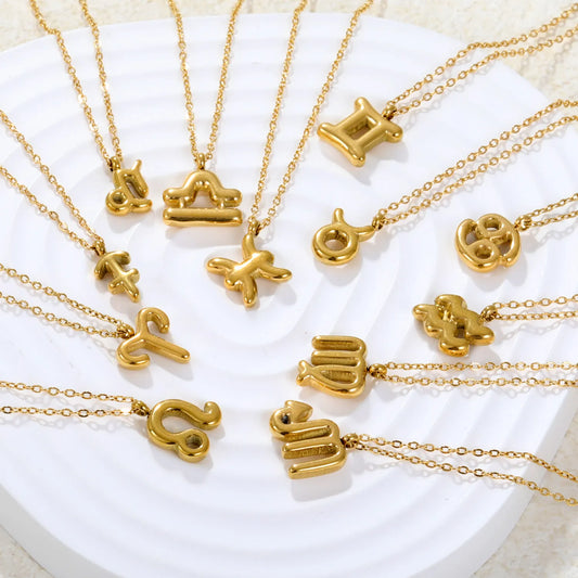✨🔯 Wholesale Zodiac Necklace Set | 12 Gold Steel Pendants | 45cm