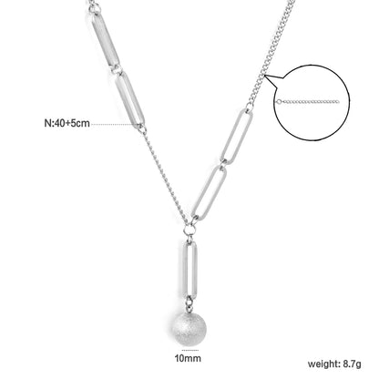 ✨Wholesale Paperclip Chain Necklace: 10mm Sand Bead Pendant + 40+5cm Adjustable | Steel/Gold Stainless Steel Bulk Jewelry