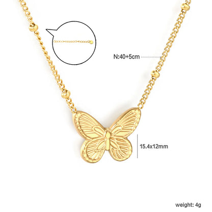 ✨🦋 Wholesale Gold Stainless Steel Butterfly Pendant Necklace | 15.4x12mm Delicate Butterfly Charm | Dainty Chain Necklace