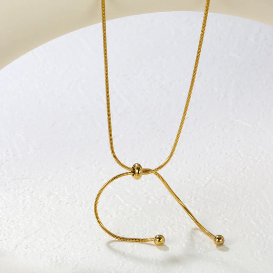 ✨ Wholesale 4mm Double Bead Slide Necklace | 3x6mm Hollow Beads | 60cm Gold Snake Chain