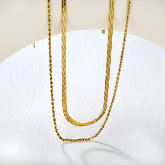 ✨ Wholesale 3mm Blade + 2mm Twist Dual Chain 40+5cm | 10x3mm Bar Tag