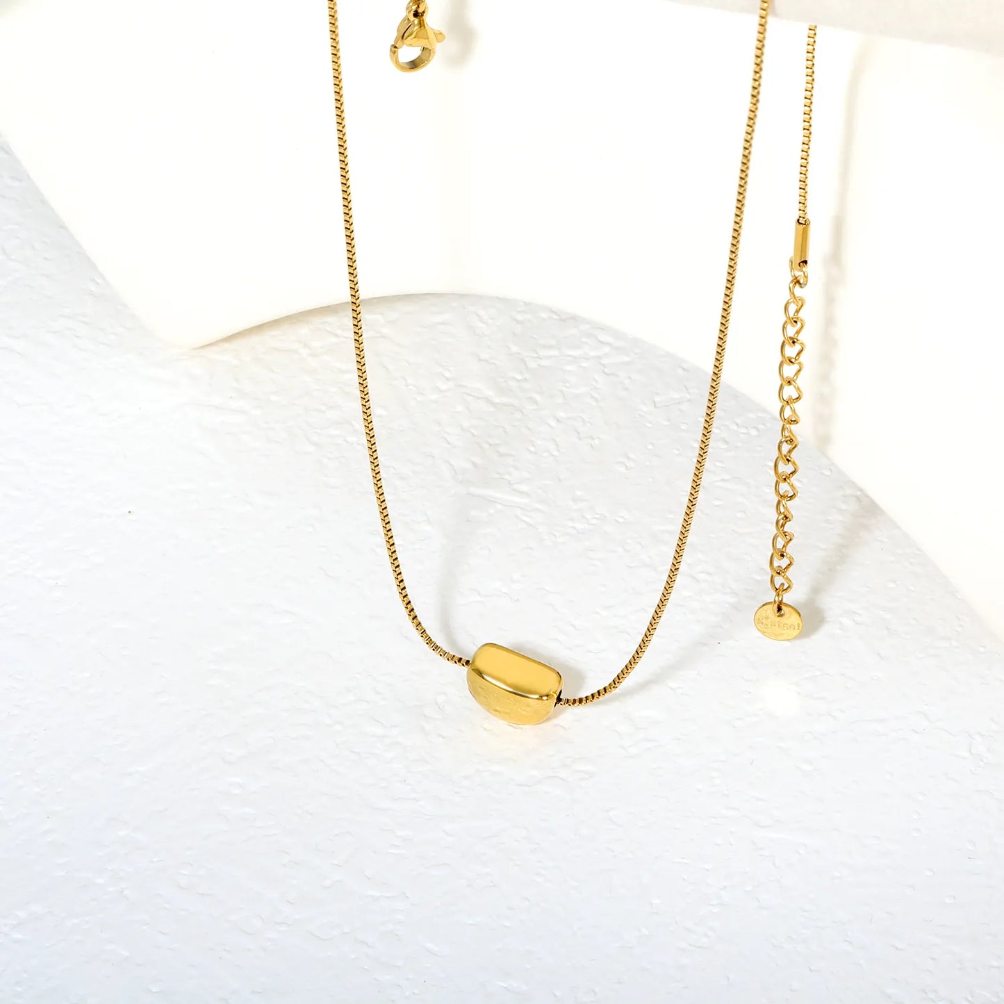 ✨ Wholesale Stainless Steel Candy Bead Necklace | 11.4*8.3mm Fun Bead Charm | 1.0mm Box Chain 40+5cm with 6mm Lobster Clasp | Gold or Steel Color