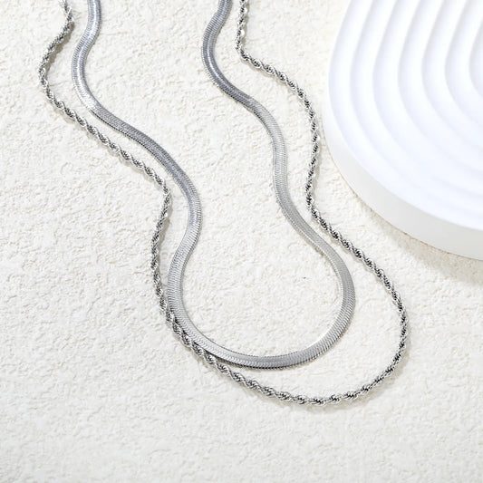 ✨ Wholesale 3mm Blade + 2mm Twist Dual Chain 40+5cm | 10x3mm Bar Tag