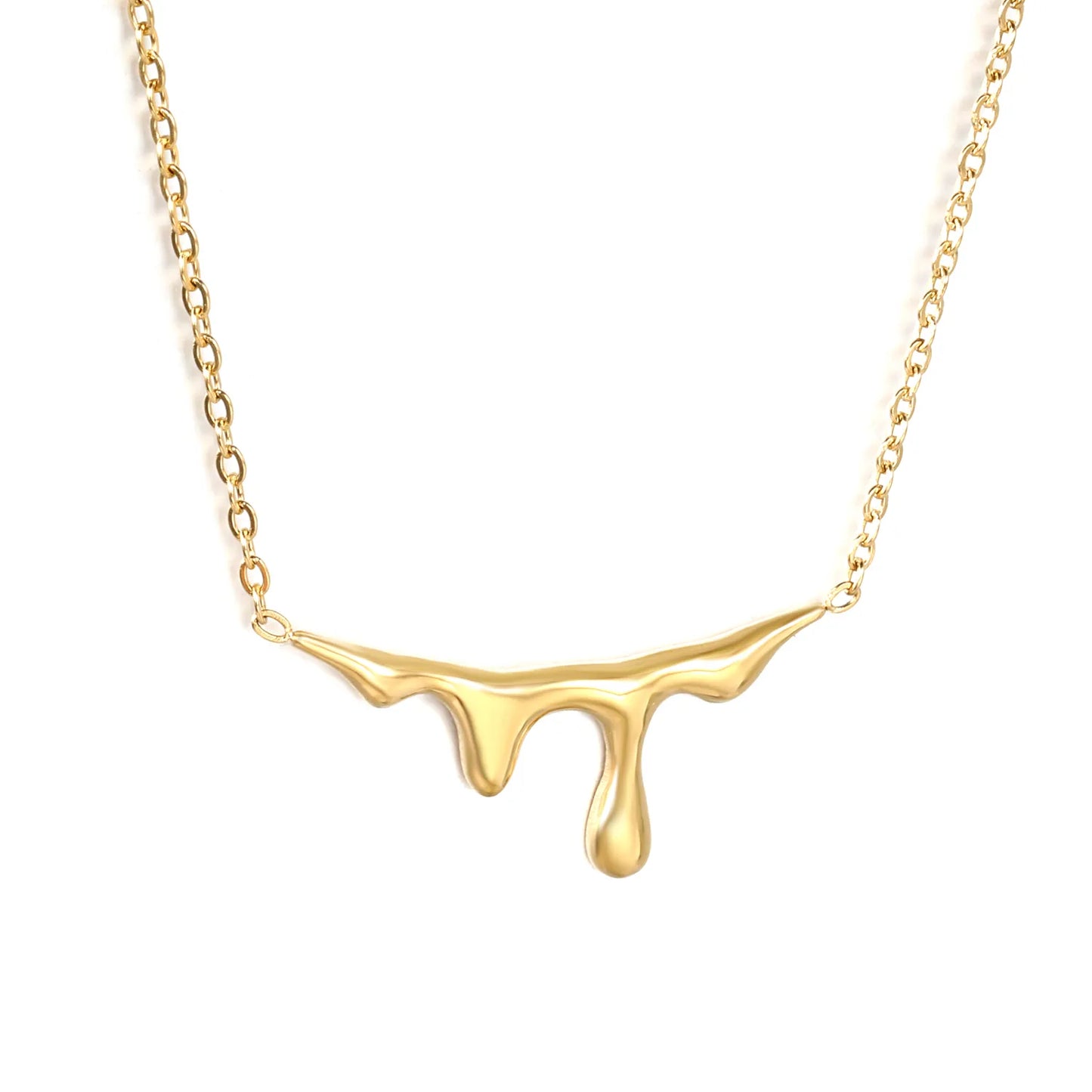 ✨Wholesale Gold Teardrop Necklace: 15*30mm Pendant + 1.2mm Rope Chain 43+5cm | Stainless Steel Adjustable Jewelry Bulk💧