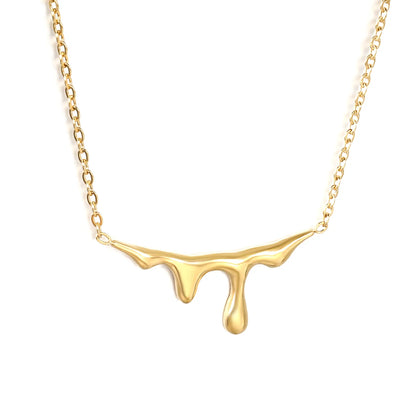 ✨Wholesale Gold Teardrop Necklace: 15*30mm Pendant + 1.2mm Rope Chain 43+5cm | Stainless Steel Adjustable Jewelry Bulk💧