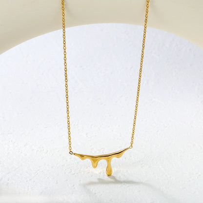 ✨Wholesale Gold Teardrop Necklace: 15*30mm Pendant + 1.2mm Rope Chain 43+5cm | Stainless Steel Adjustable Jewelry Bulk💧