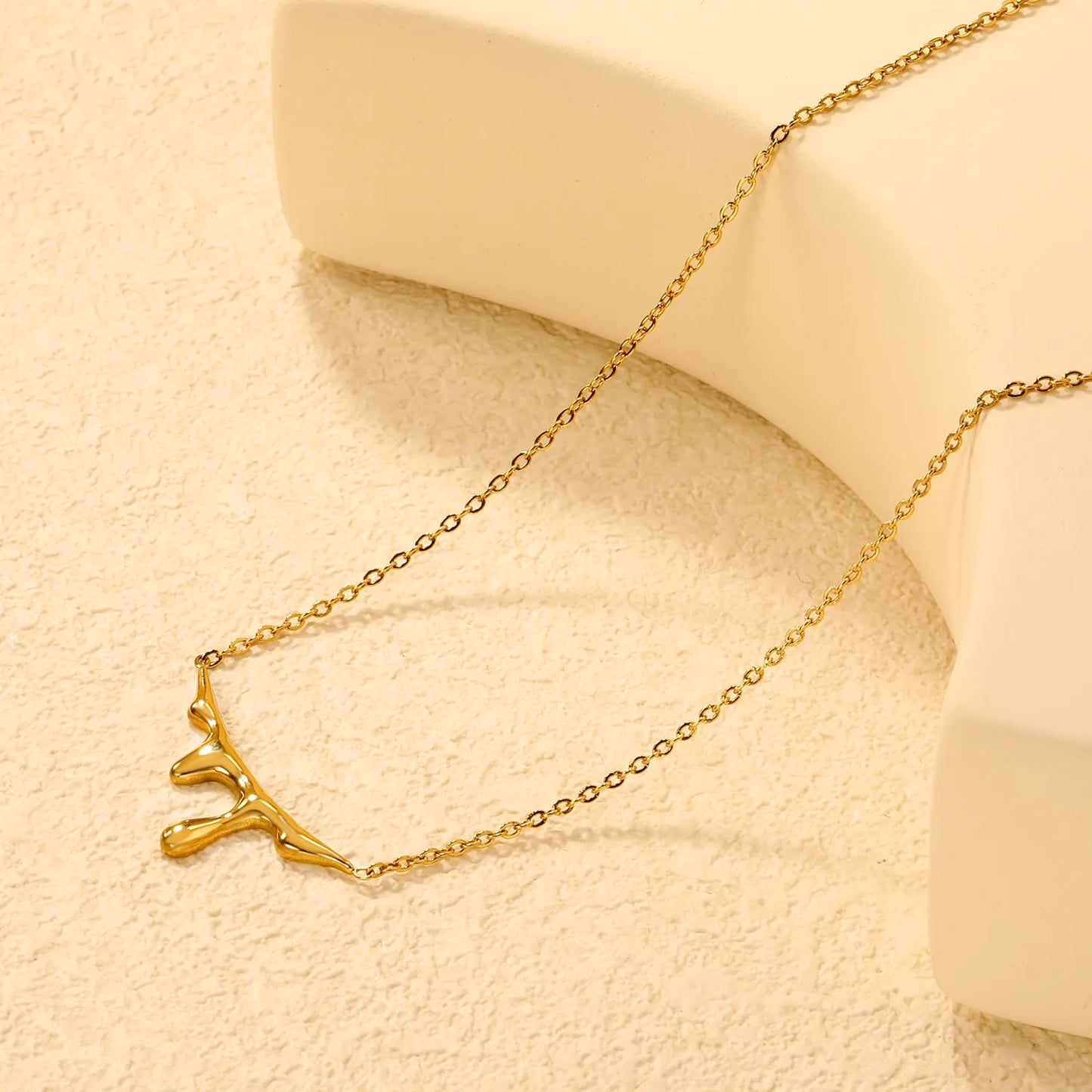 ✨Wholesale Gold Teardrop Necklace: 15*30mm Pendant + 1.2mm Rope Chain 43+5cm | Stainless Steel Adjustable Jewelry Bulk💧