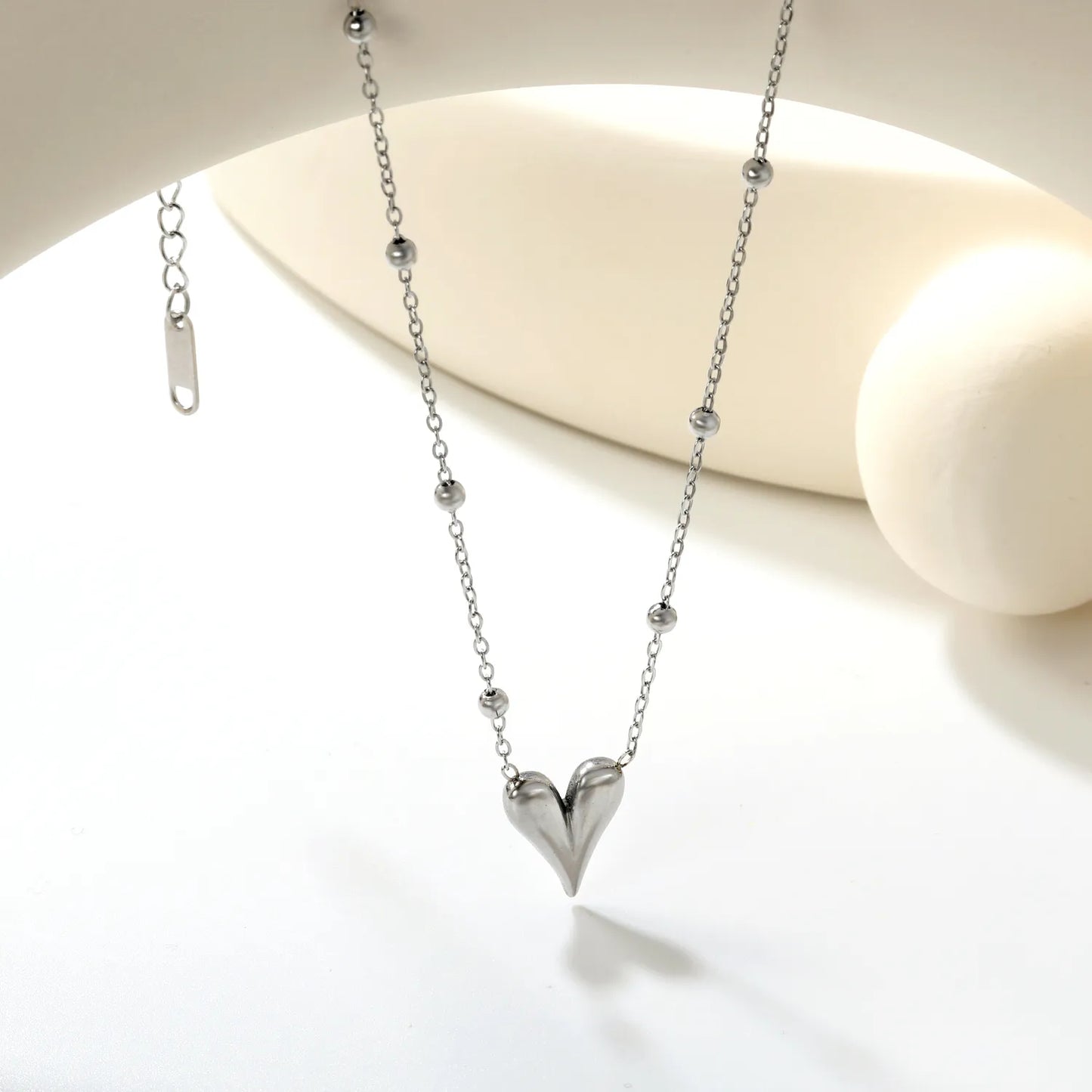 ✨ Wholesale 12x14.3mm Heart Pendant Necklace w/ 11.2x3.7mm Rectangular End Tag | Stainless Steel/Gold | 42+5cm Chain