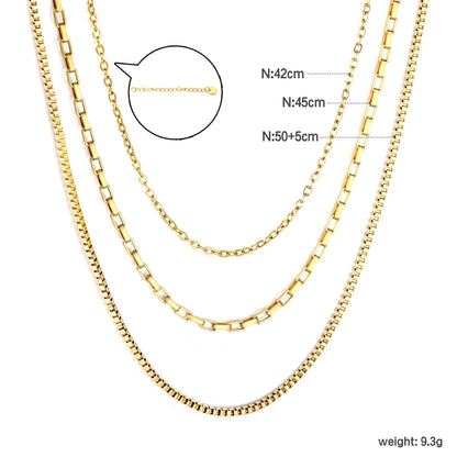 ✨ Wholesale Gold Stainless Steel Layering Snake Chains | 42+45+50cm+5cm Multi-Length Set | 6mm Lobster Clasp | Stackable Necklace