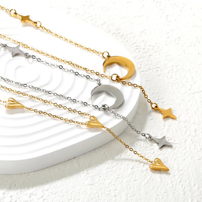 ✨ 18k gold plated Moon Shape Stainless Steel Necklaces Wholesale (12+ Pieces) | Hypoallergenic & Tarnish-Free 🌍 | Trendy Pendants & Chains