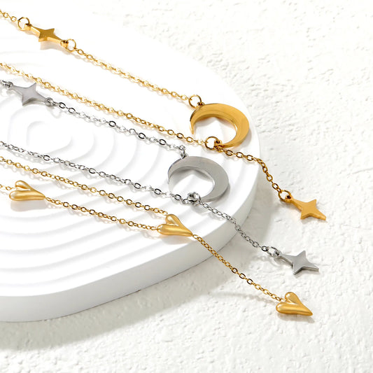 ✨ 18k gold plated Moon Shape Stainless Steel Necklaces Wholesale (12+ Pieces) | Hypoallergenic & Tarnish-Free 🌍 | Trendy Pendants & Chains