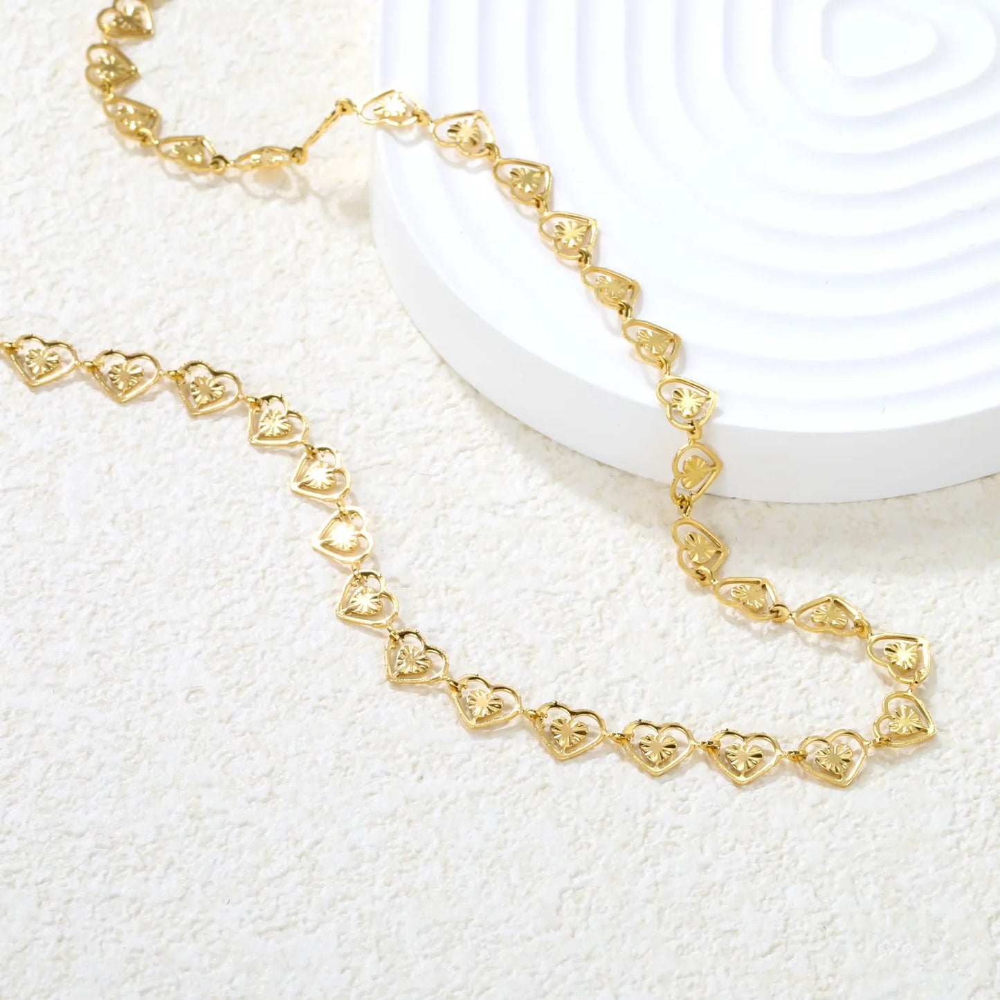 💖 Wholesale 7x6mm Heart Pendant Necklace | 46+5cm Chain | Steel/Gold Stainless Steel