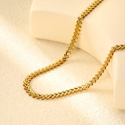 💛 Wholesale Heart Wheat Chain 40+5cm +6mm Tag | Gold Stainless Steel