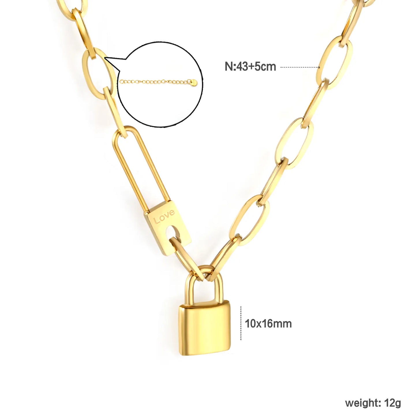 ✨ Wholesale Gold Stainless Steel pendant Necklace | 10x16mm Elegant Pendant | 43+5cm Adjustable Chain | 12g Lightweight Design