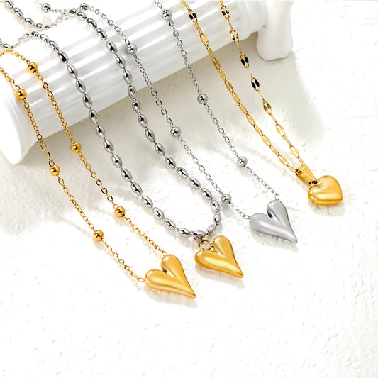 ✨ 18k gold plated Love Shape Stainless Steel Necklaces Wholesale (12+ Pieces) | Hypoallergenic & Tarnish-Free 🌍 | Trendy Pendants & Chains