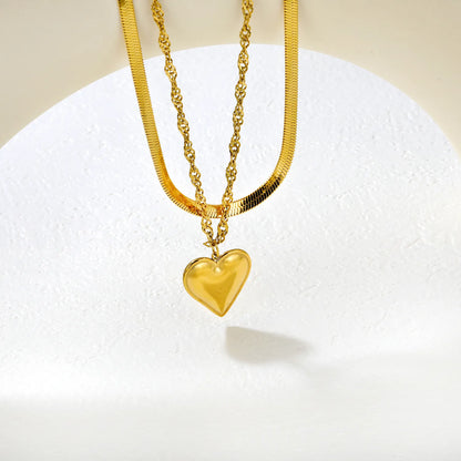 💛 Wholesale 20x22mm Heart Dual Chain | Blade+Liquid 40+5cm Gold