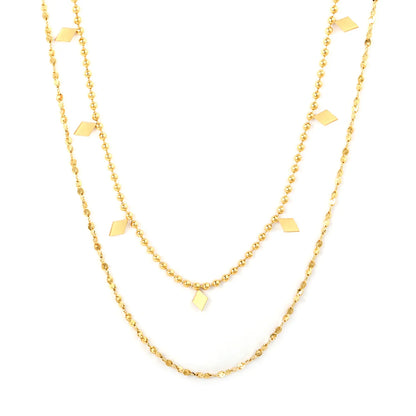 ✨ Wholesale Geometric Dual Chain Necklace | Bead+Stardust 40+5cm Gold