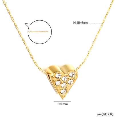 ✨Bulk Gold Heart Pendant Necklace – Sparkling Hollow Design | 8*9mm Size | 0.3mm Cross Round Chain | 40+5cm Adjustable (Wholesale Jewelry for Retailers)