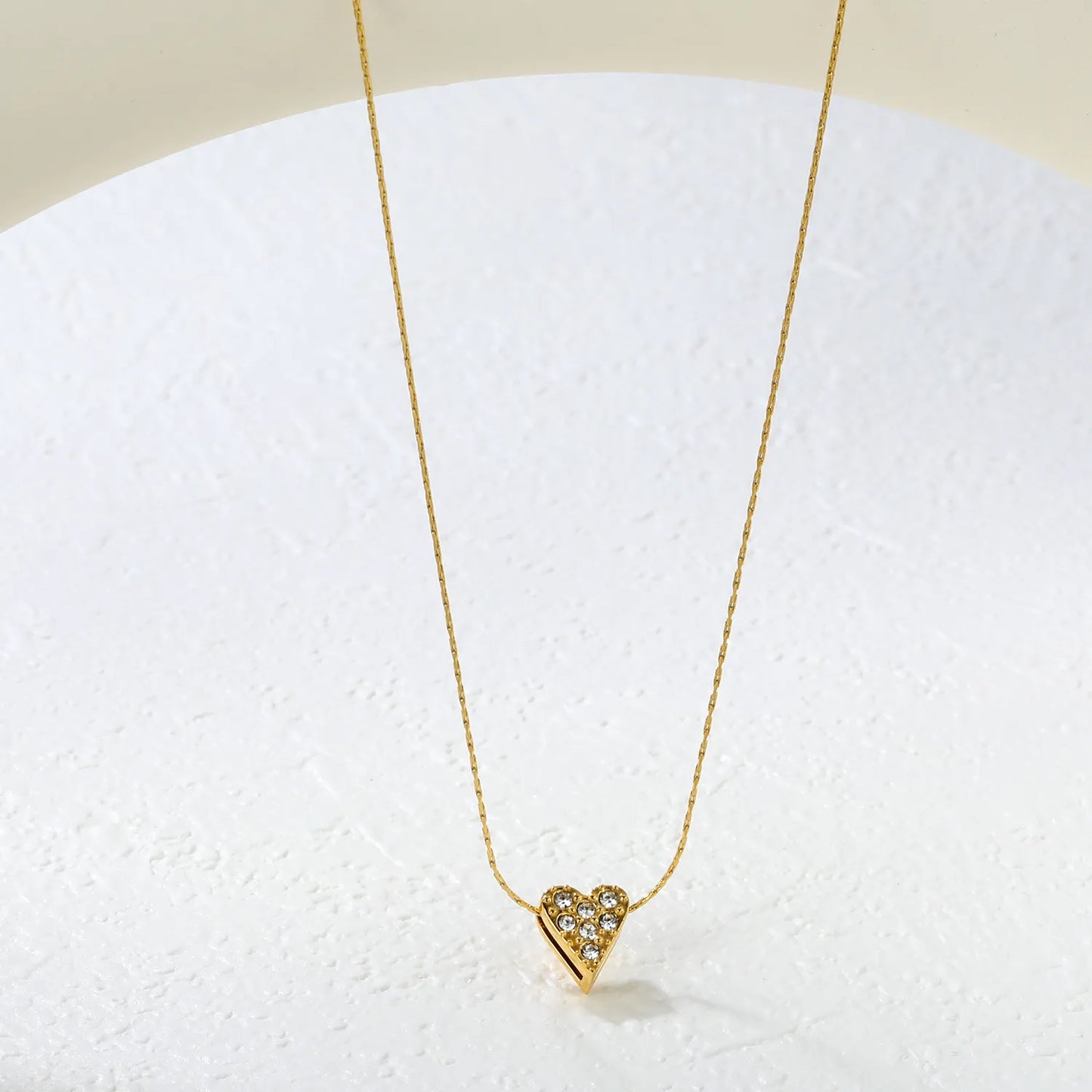 ✨Bulk Gold Heart Pendant Necklace – Sparkling Hollow Design | 8*9mm Size | 0.3mm Cross Round Chain | 40+5cm Adjustable (Wholesale Jewelry for Retailers)